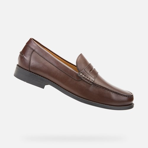 Geox New Damon Loafer Cipő Férfi Sötétbarna | VHGU-10743