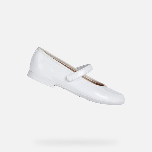 Geox Plie Balerina Cipő Lány Fehér | SJTP-47359