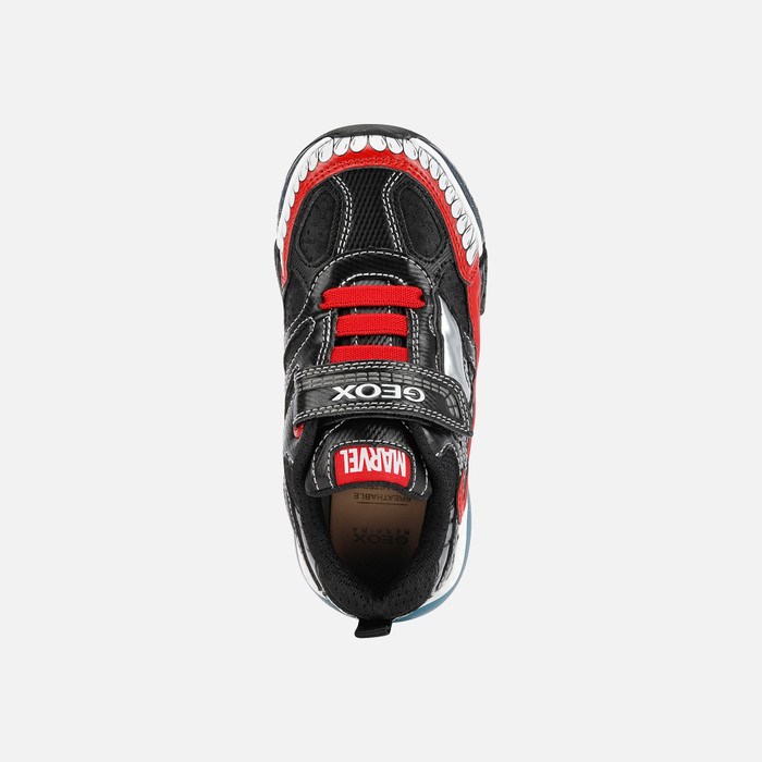 Geox Bayonyc Tornacipő Fiú Fekete Piros | BCSW-09675