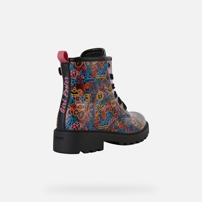 Geox Casey Mid-calf Boots Lány Fekete Színes | SYIG-07592