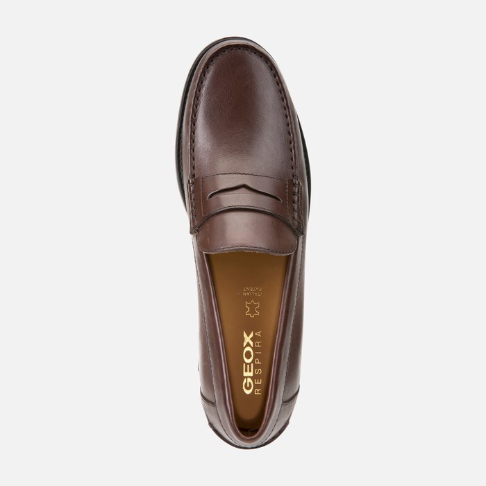 Geox New Damon Loafer Cipő Férfi Sötétbarna | VHGU-10743