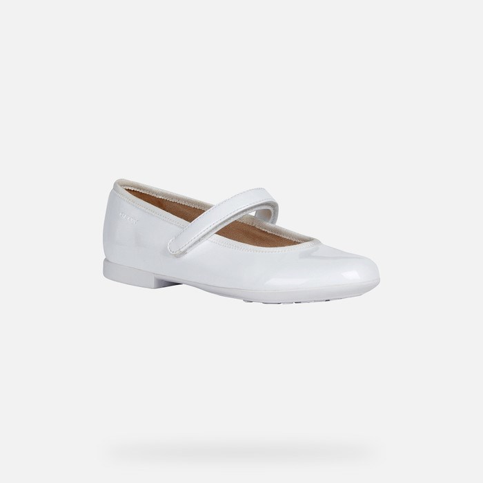 Geox Plie Balerina Cipő Lány Fehér | SJTP-47359