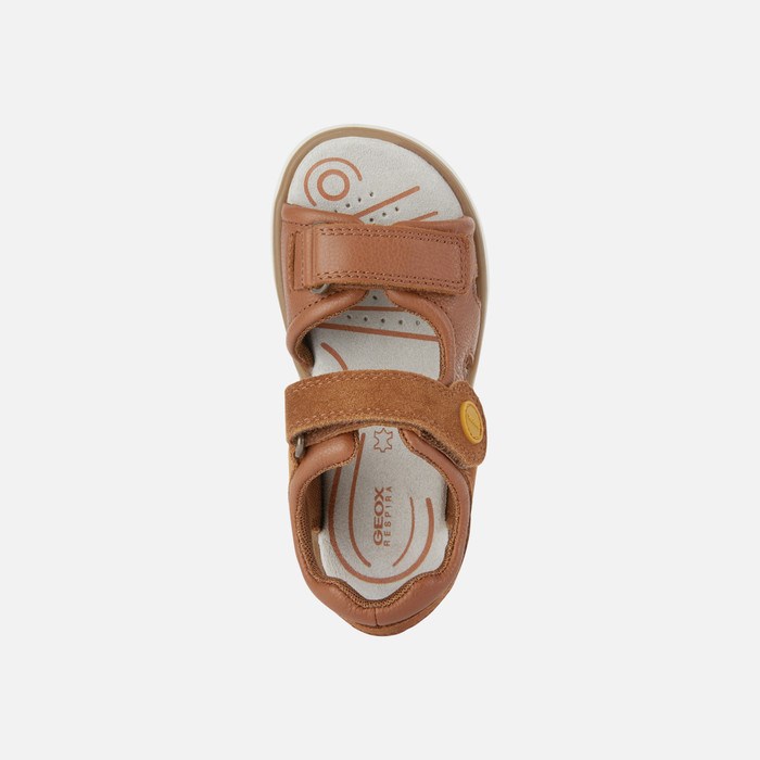 Geox Sandal Maratea Szandál Fiú Barna Sötétsárga | UWKE-94715